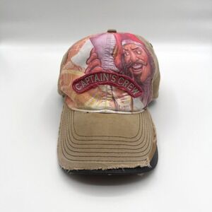 Captain Morgan Baseball Cap Hat Mens OS Tan Distressed‎ Captains Crew Vintage